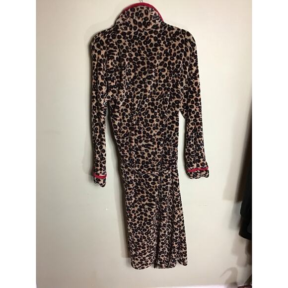 Faded Glory Leopard Print Fleece Robe Sz. Large 12/14 Brown/Black - Picture 3 of 9